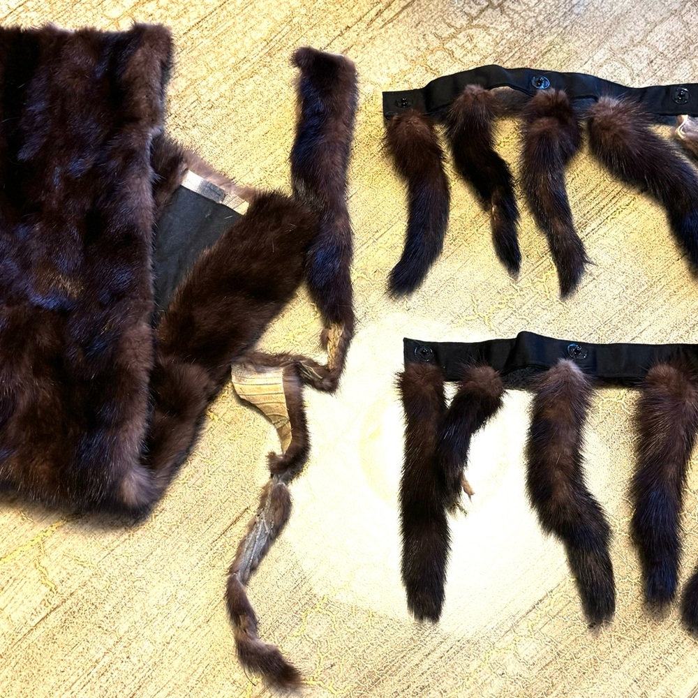 Luxurious vintage Brown Fur mink Accessories sewing accessories